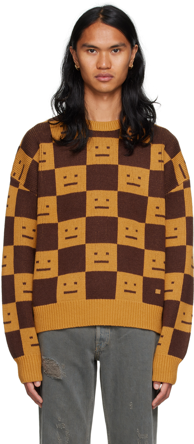 Acne Studios Orange & Brown Checkered Sweater