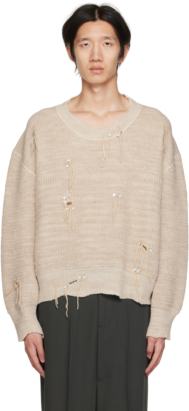 Acne Studios Off-White Distressed Sweater