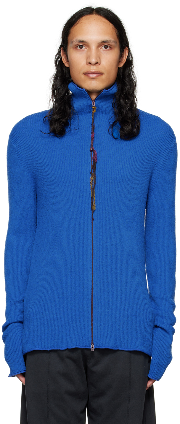 Acne Studios Blue High Neck Zippered Sweater