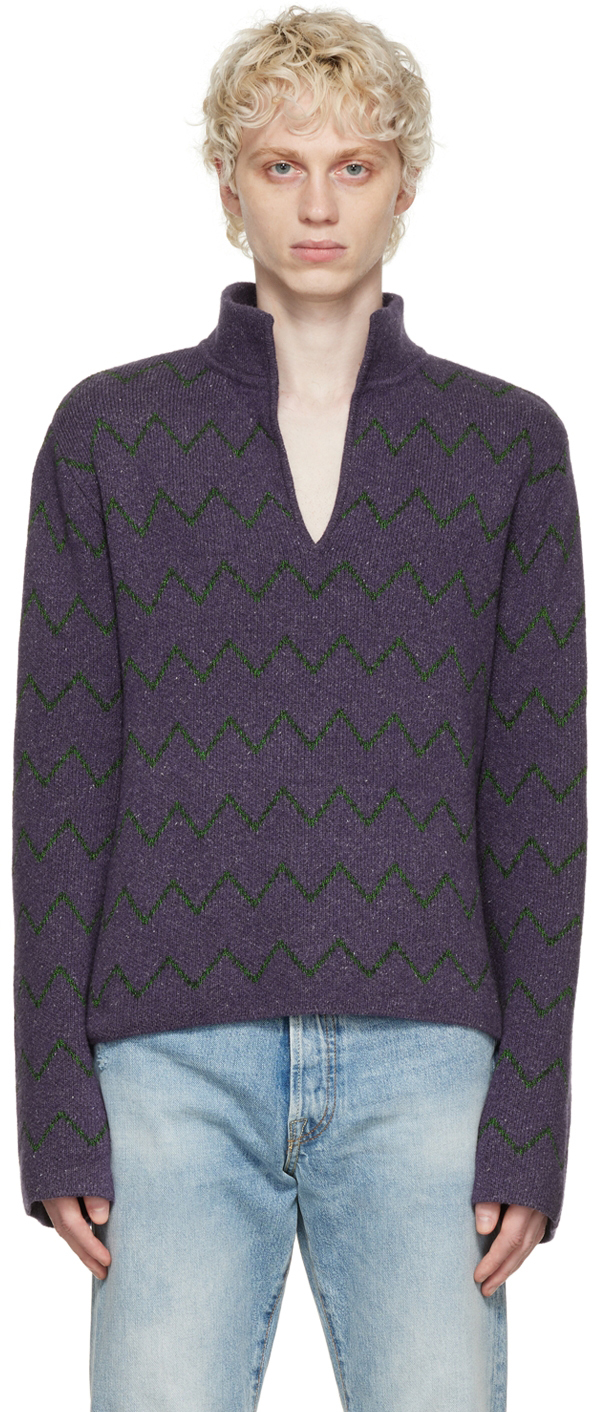 Acne Studios Purple Jacquard Sweater