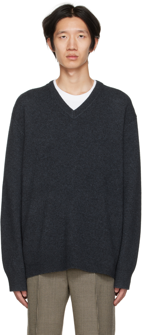 Gray V-Neck Sweater by Acne Studios on Sale