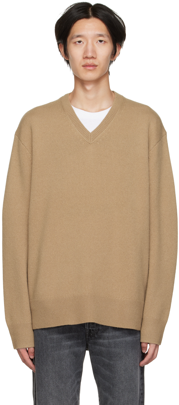 Tan V-Neck Sweater by Acne Studios on Sale