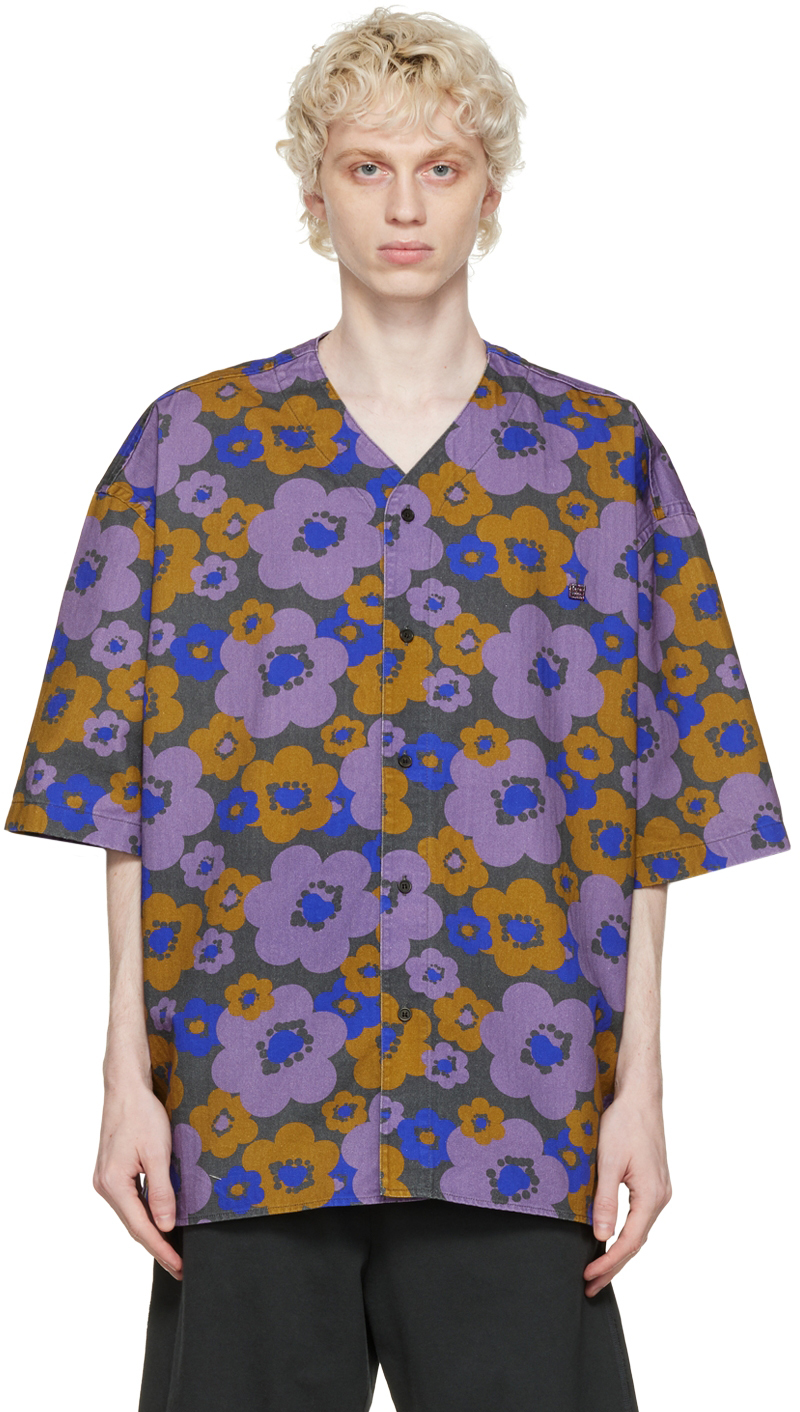 Acne Studios Purple Washed Floral Shirt