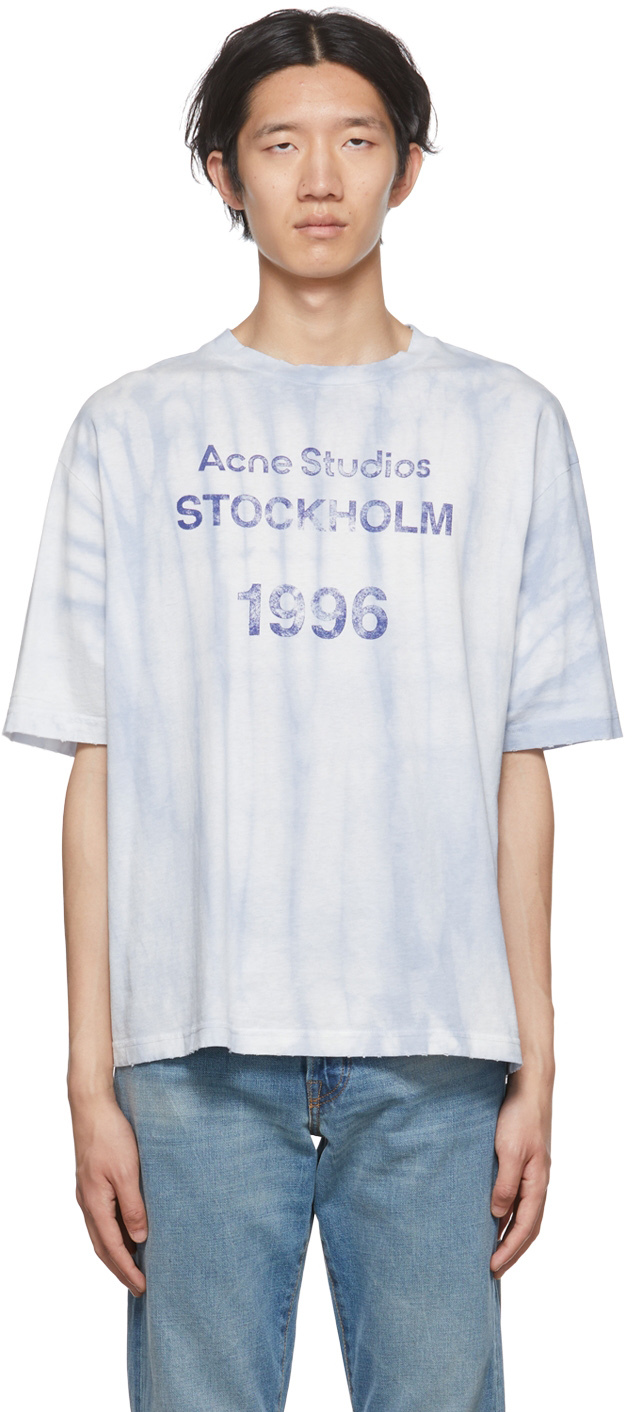 acne studios tシャツ 正規品 ブルー ロゴ