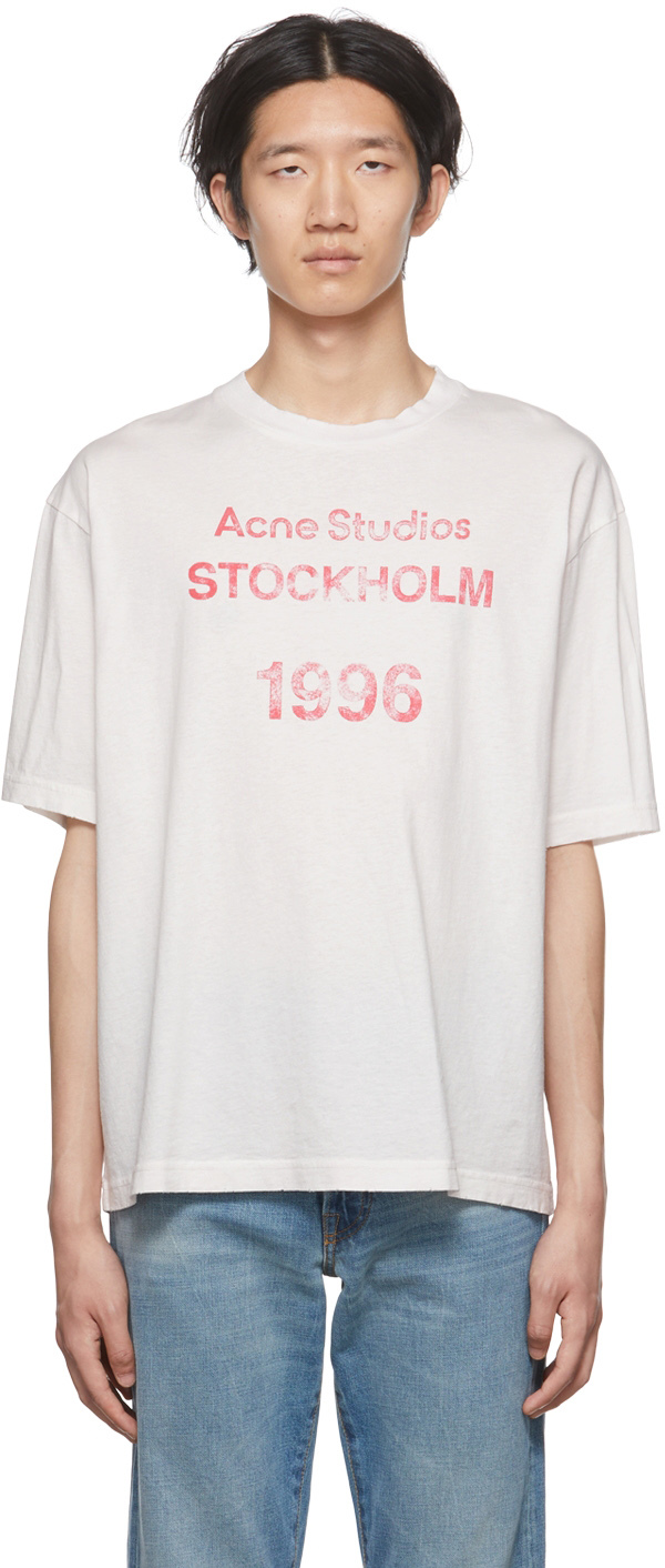 保存状態良好☆ 【Acne Studios】Roseプリント半袖Tシャツ白ホワイト　S Tシャツ/カットソー(半袖/袖なし)