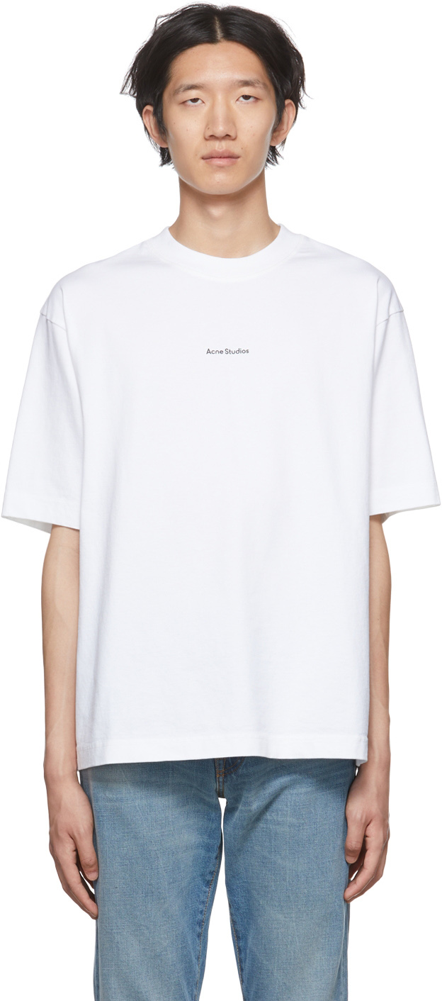 トライアスロン 【Acne Studios】Roseプリント半袖Tシャツ白ホワイト　S Tシャツ/カットソー(半袖/袖なし)
