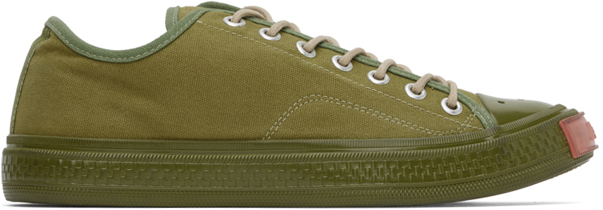 Green Canvas Low Sneakers