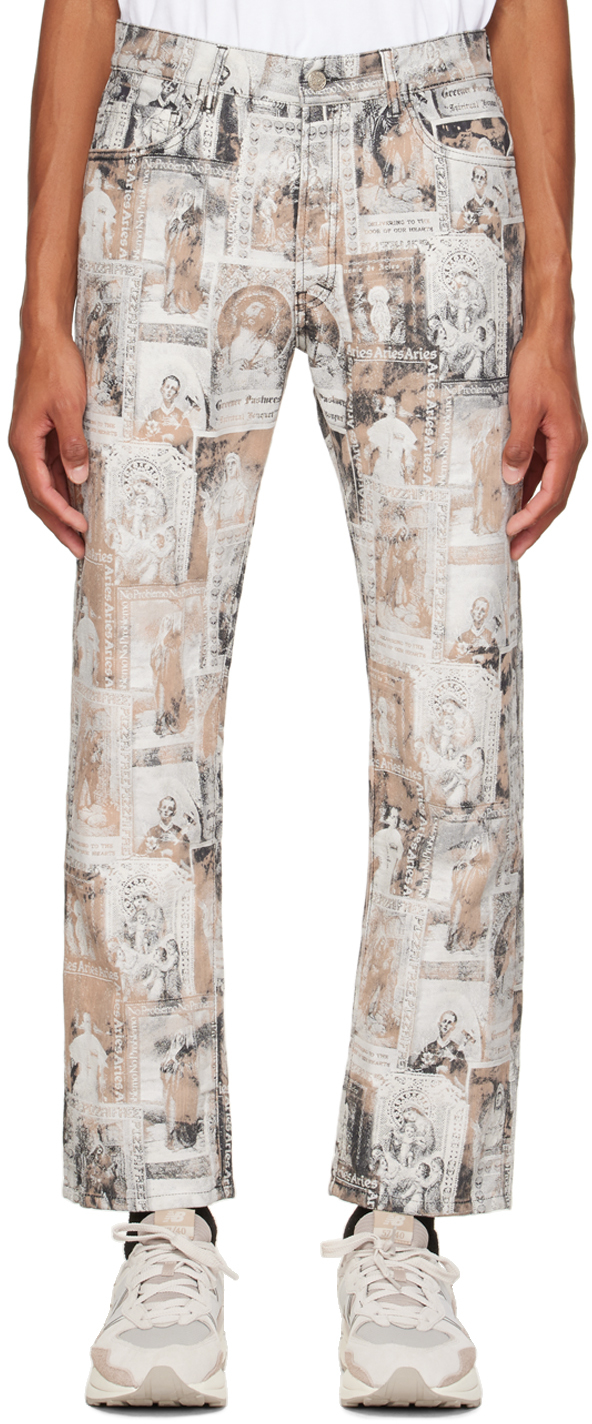 Aries Beige & White Santino Lilly Jeans