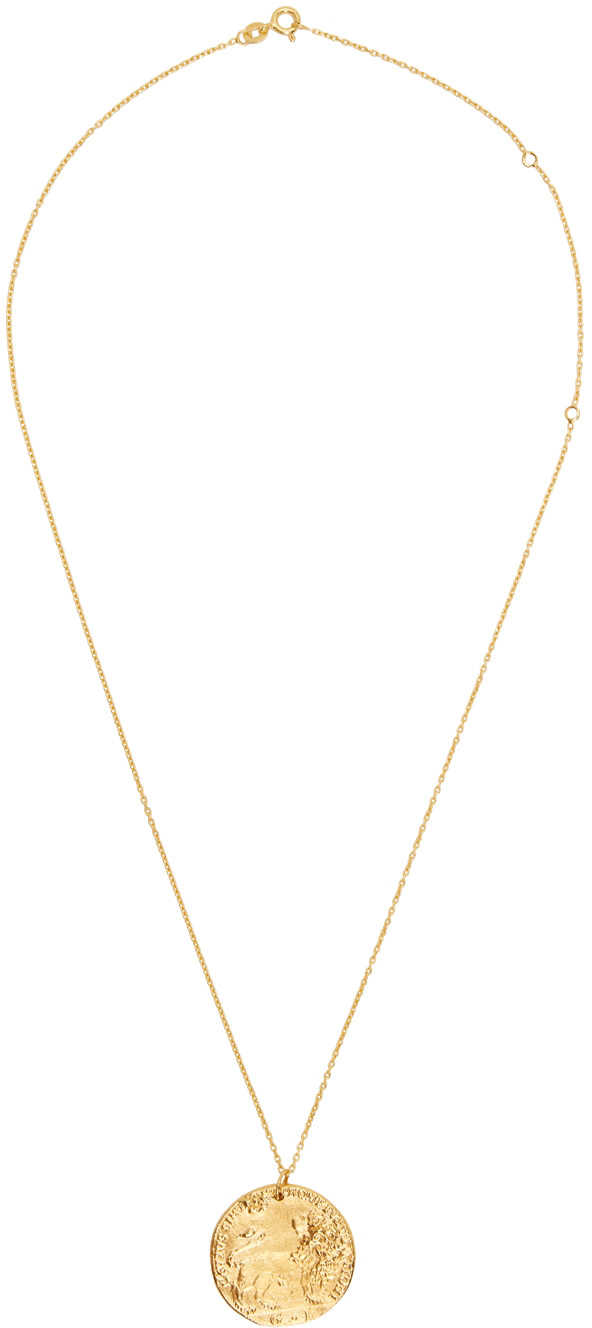 Alighieri Il Leone Medallion Gold-plated Necklace In Gold