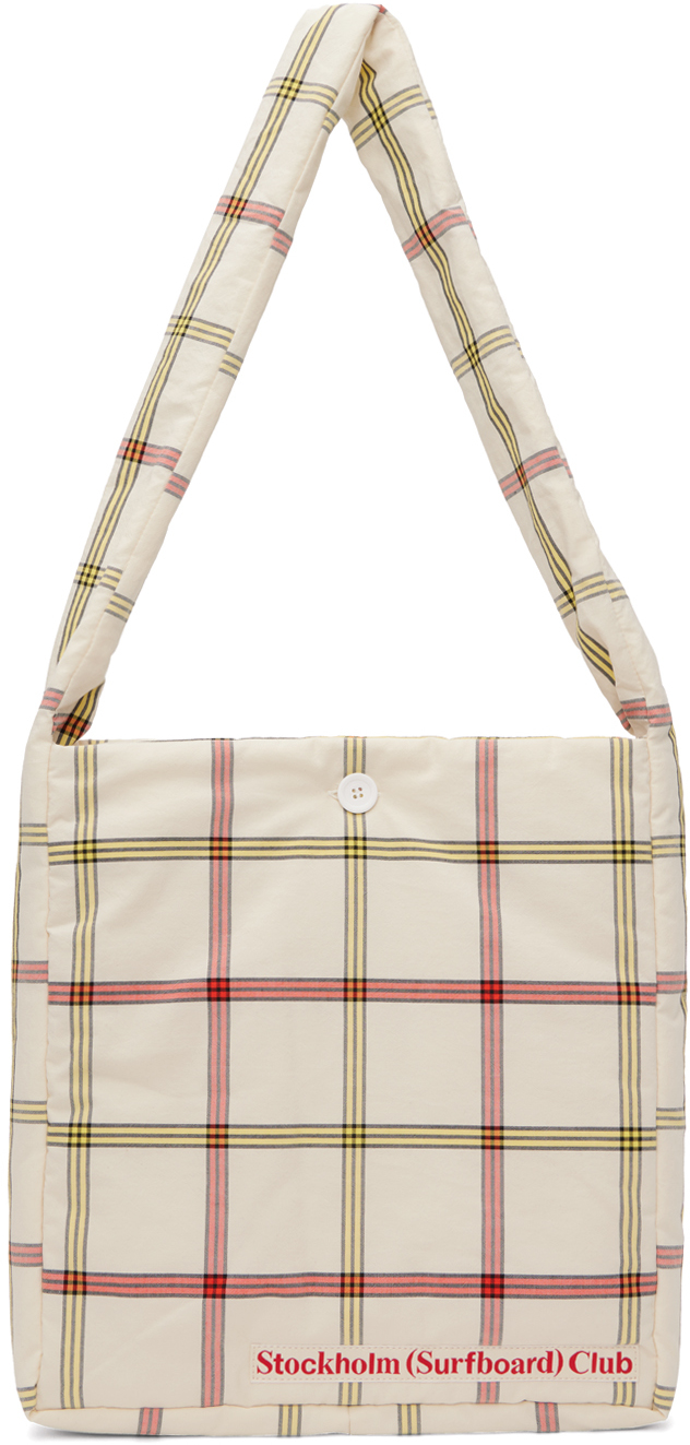 Stockholm Surfboard Club Ssense Exclusive White Check Bag In White/red/yellow