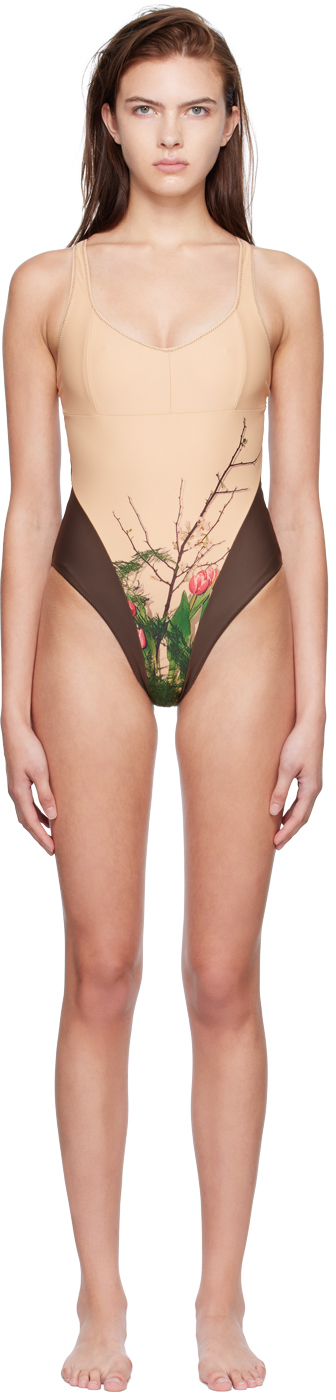 Stockholm (Surfboard) Club SSENSE Exclusive Brown Dani One-Piece Swimsuit