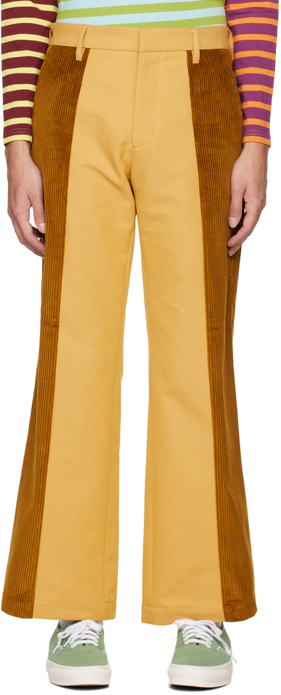 Stockholm Surfboard Club Ssense Exclusive Tan Trousers In Mustard