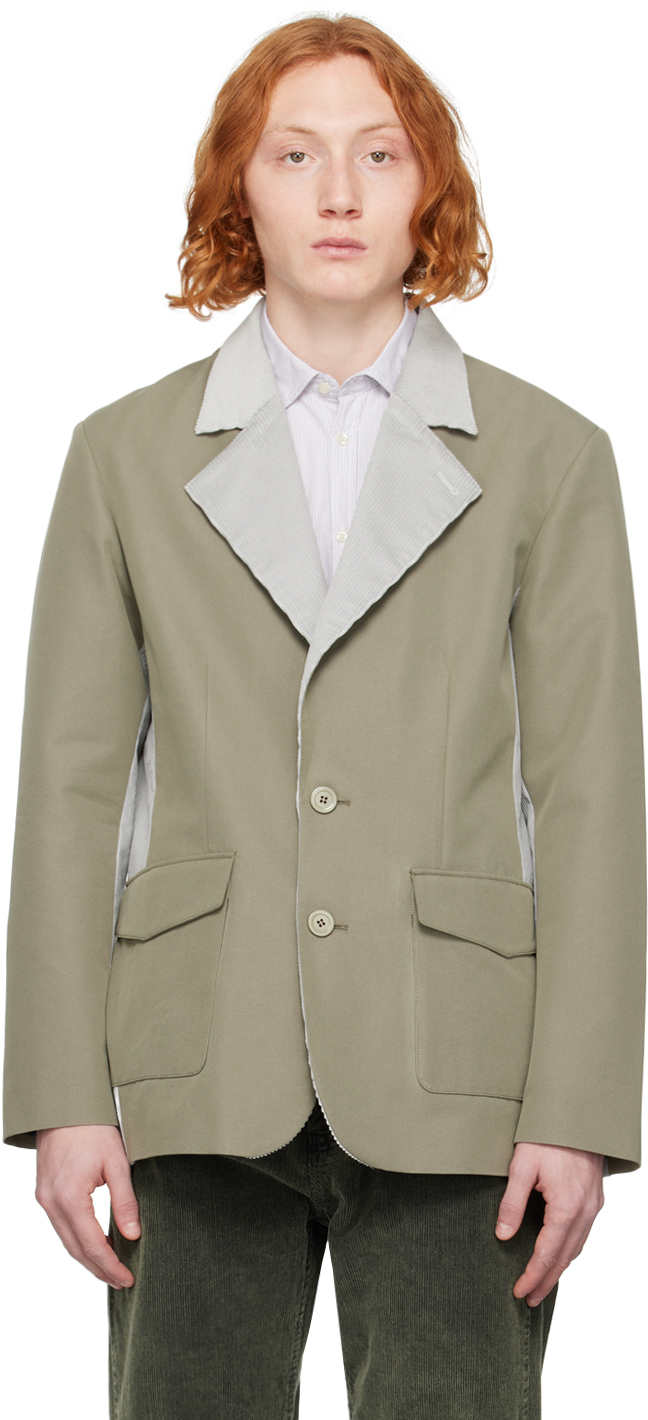 Stockholm Surfboard Club Ssense Exclusive Taupe Blazer In Grey