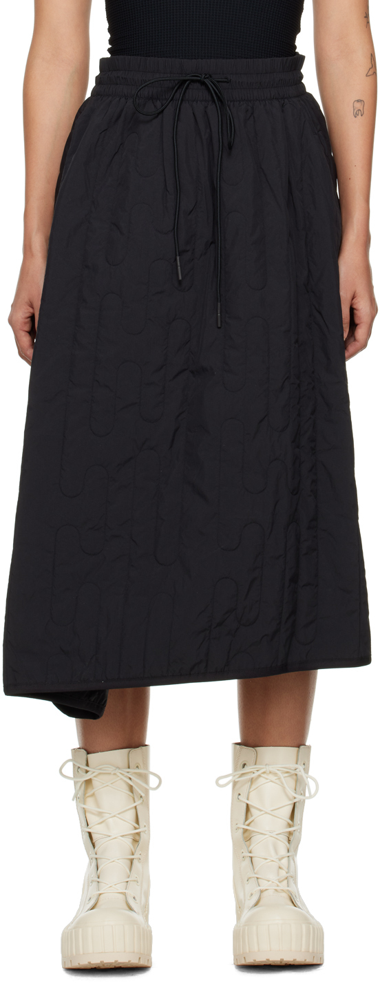 Y-3: Black Quilted Midi Skirt | SSENSE UK