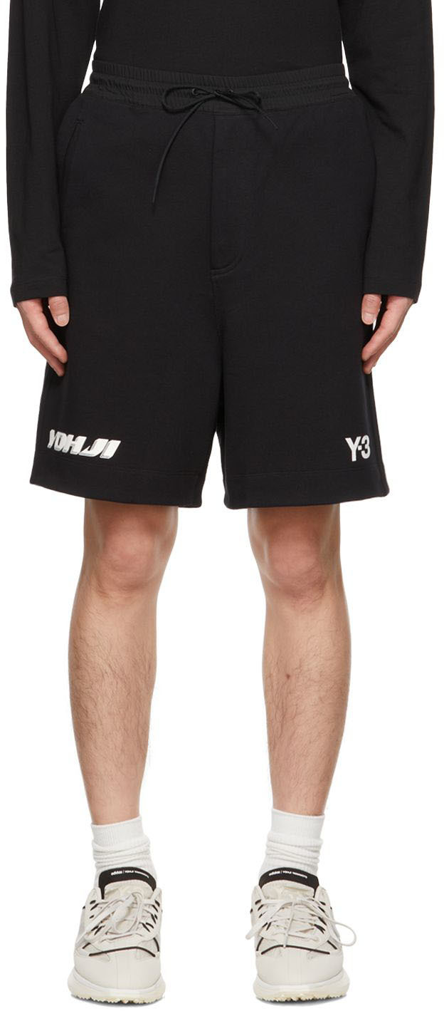 Black U GFX Shorts by Y-3 on Sale