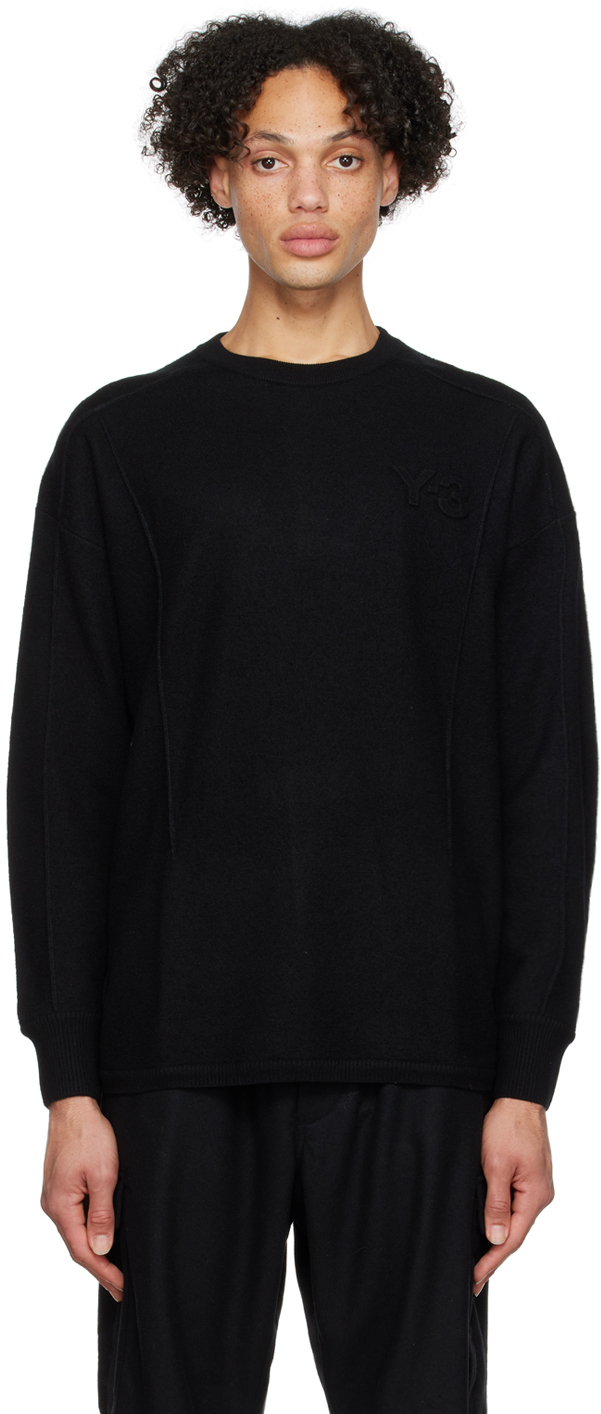 Black Embossed Sweater by Y3 on Sale