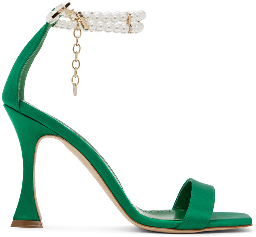 Manolo Blahnik: Green Charona Heeled Sandals | SSENSE