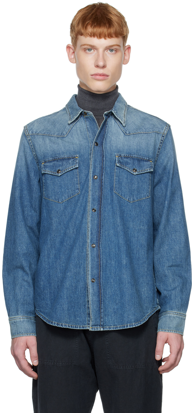 Nili Lotan: Blue Travis Denim Shirt | SSENSE