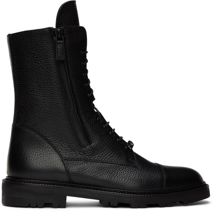Manolo Blahnik Black Lugato Combat Boots