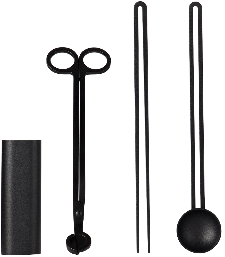 Scented candle maintenance tool set (black) - candle wick cutter