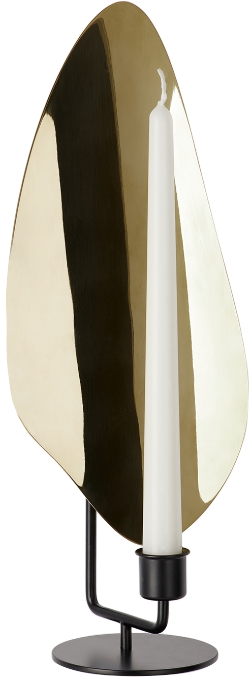 Menu Gold Flambeau Table Candle Holder In Black/polished Brass