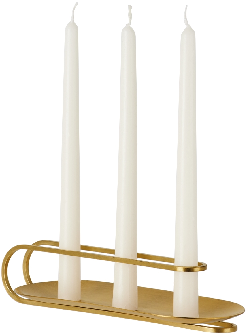 Menu Gold Clip Table Candle Holder In Brass