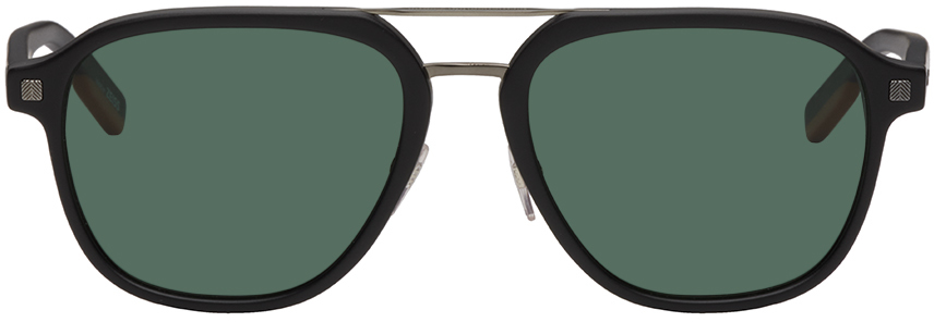 ZEGNA Black & Green Top Bar Sunglasses