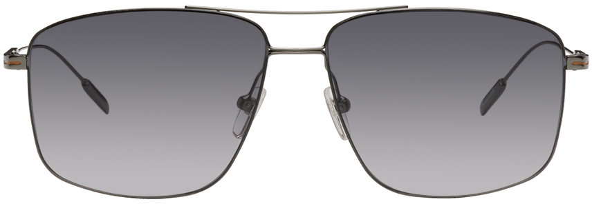 ZEGNA Gunmetal Top Bar Sunglasses