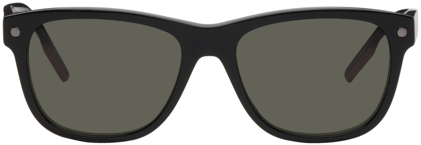 Zegna Black Vintage Sunglasses In Black/other / Green