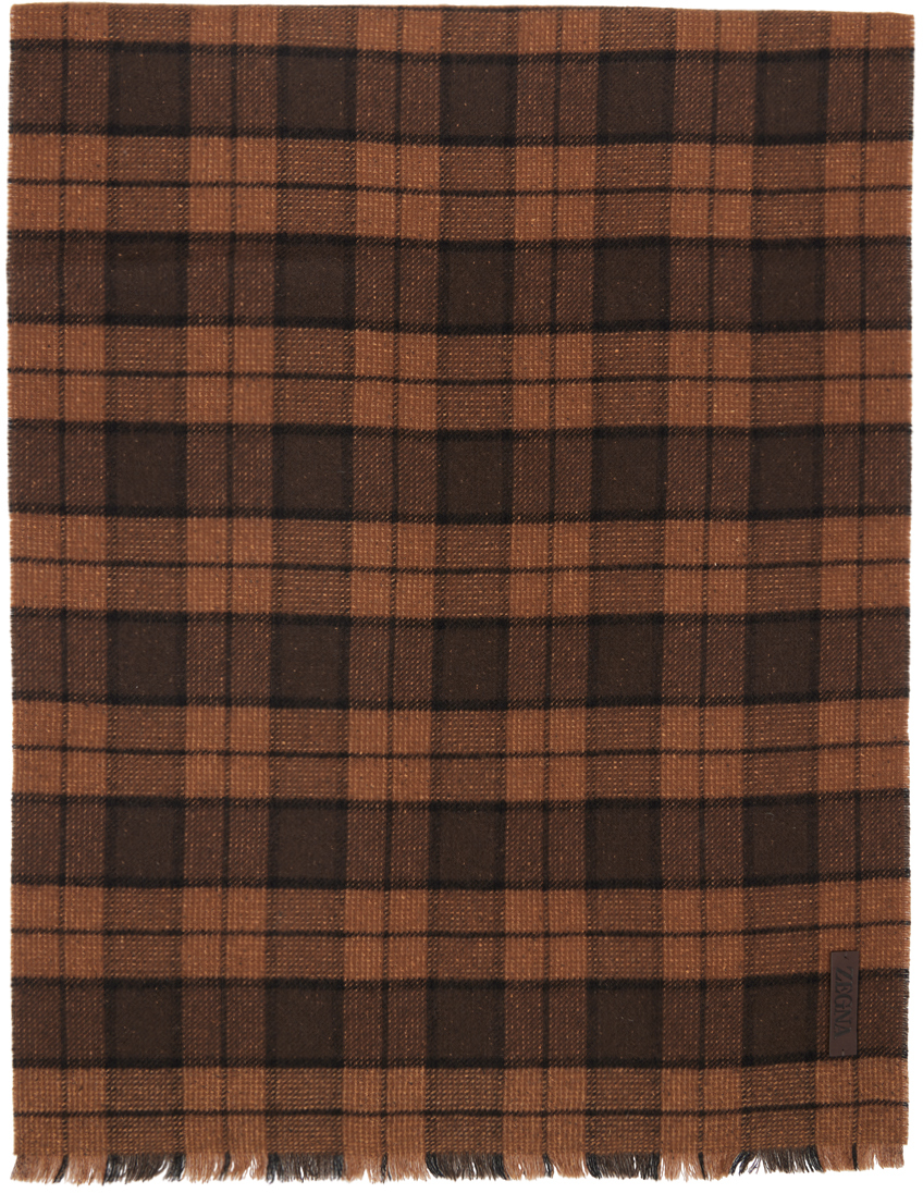 ZEGNA Brown Checked Scarf