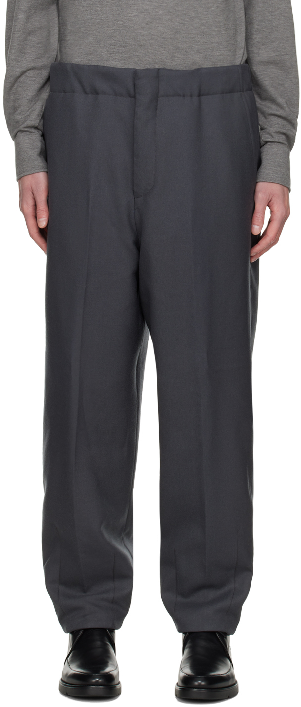 Zegna Gray Padded Trousers In 487043 Grey