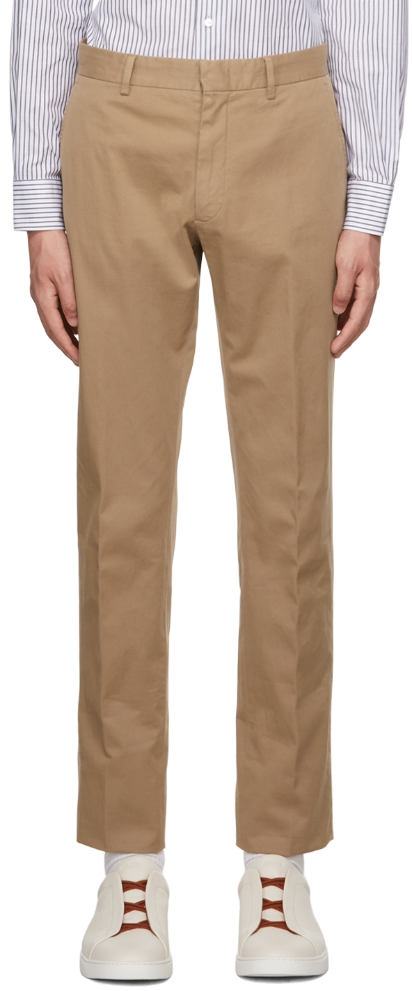 Tan Flat Front Trousers