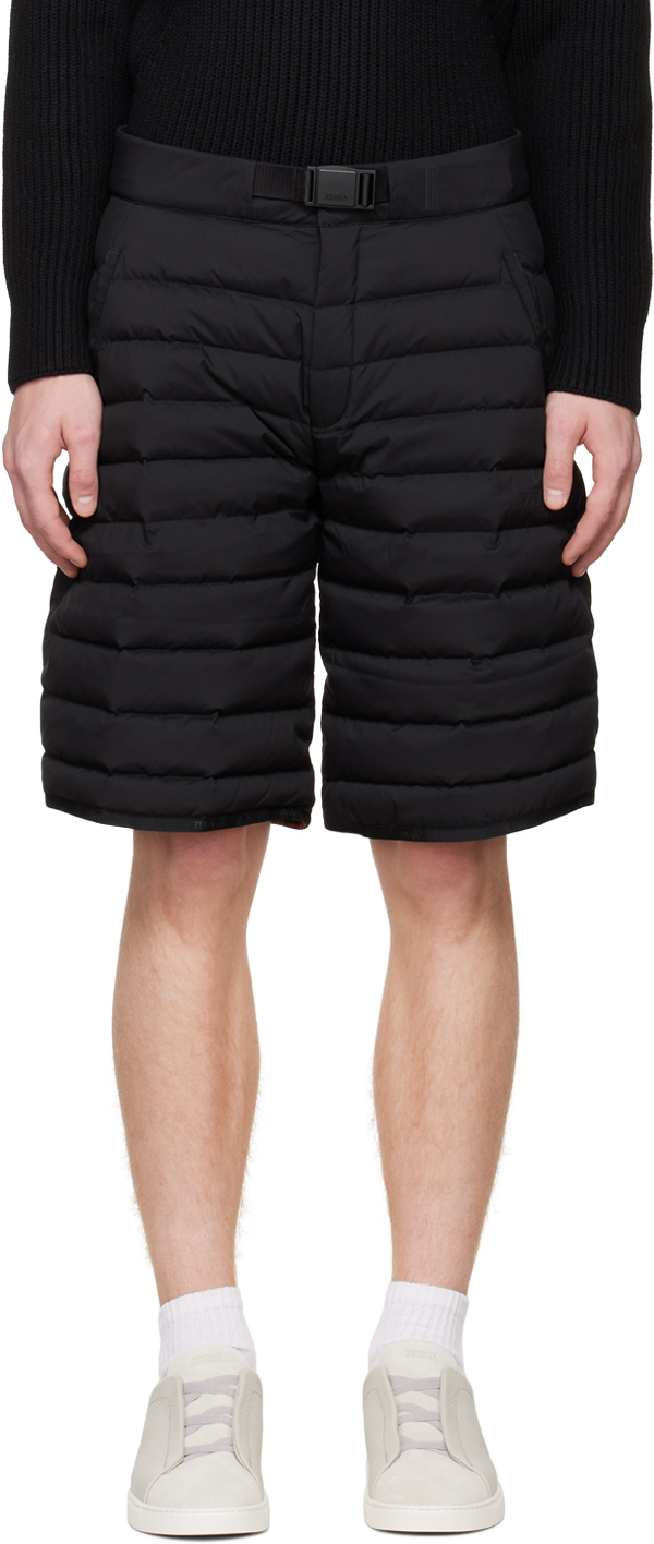 ZEGNA Black Quilted Down Shorts SSENSE Canada