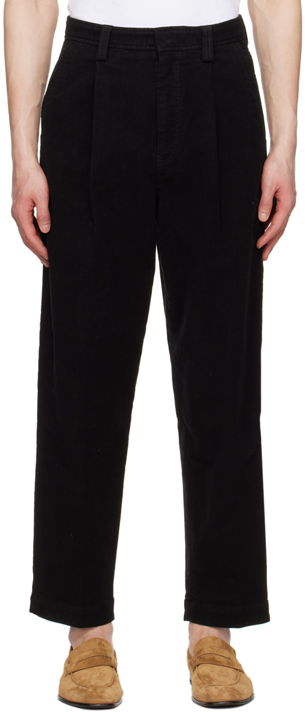 Zegna Black Pleated Trousers In Blk