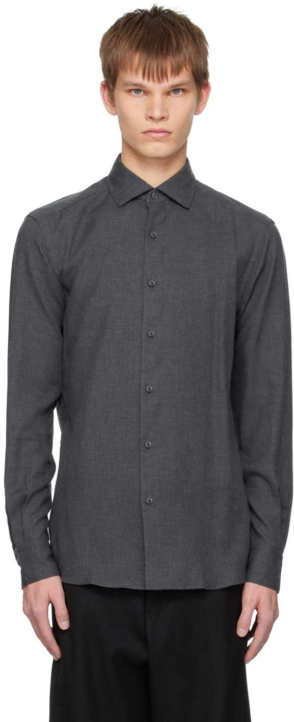 ZEGNA Gray Button Up Shirt
