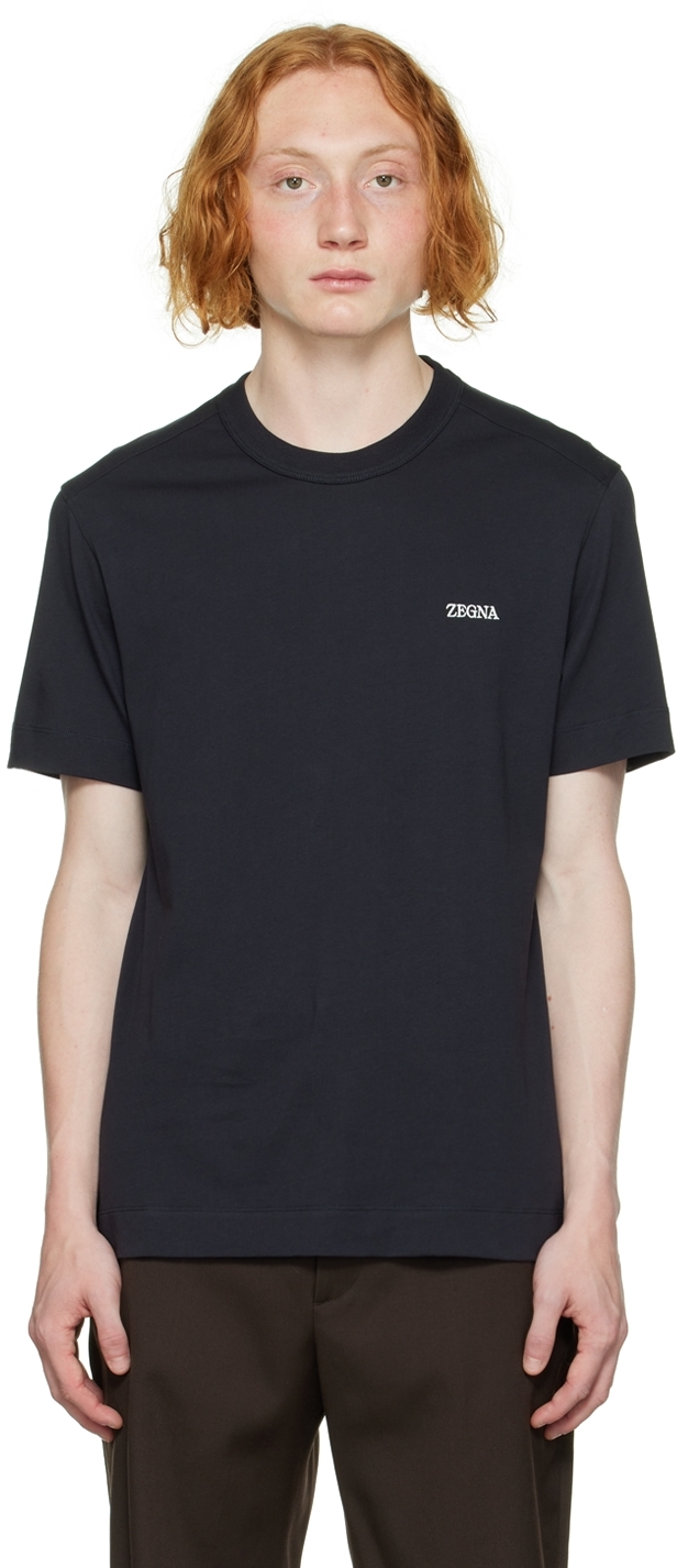 ZEGNA Navy Embroidered T-Shirt
