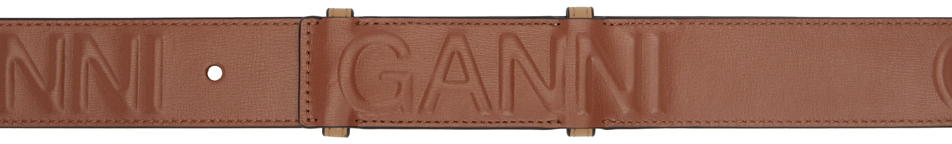 GANNI BROWN LEATHER LOGO BELT