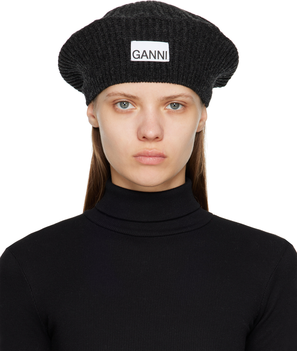 Black Wool Ribbed Military Beanie SSENSE Women Accessories Headwear Beanies 