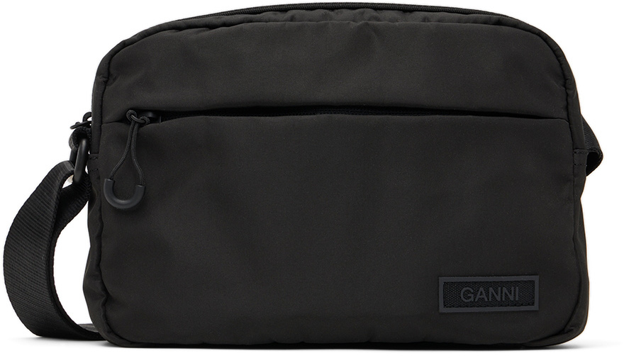 Ganni Black Recycled Festival Shoulder Bag In 099 Black ModeSens