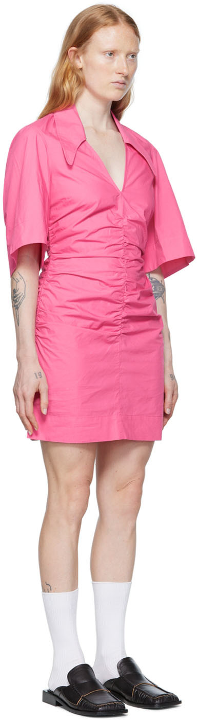 Ganni Ssense Exclusive Pink Minidress In Carmine Rose