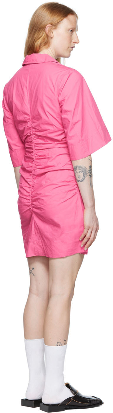 Ganni Ssense Exclusive Pink Minidress In Carmine Rose