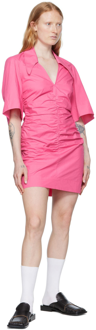 Ganni Ssense Exclusive Pink Minidress In Carmine Rose