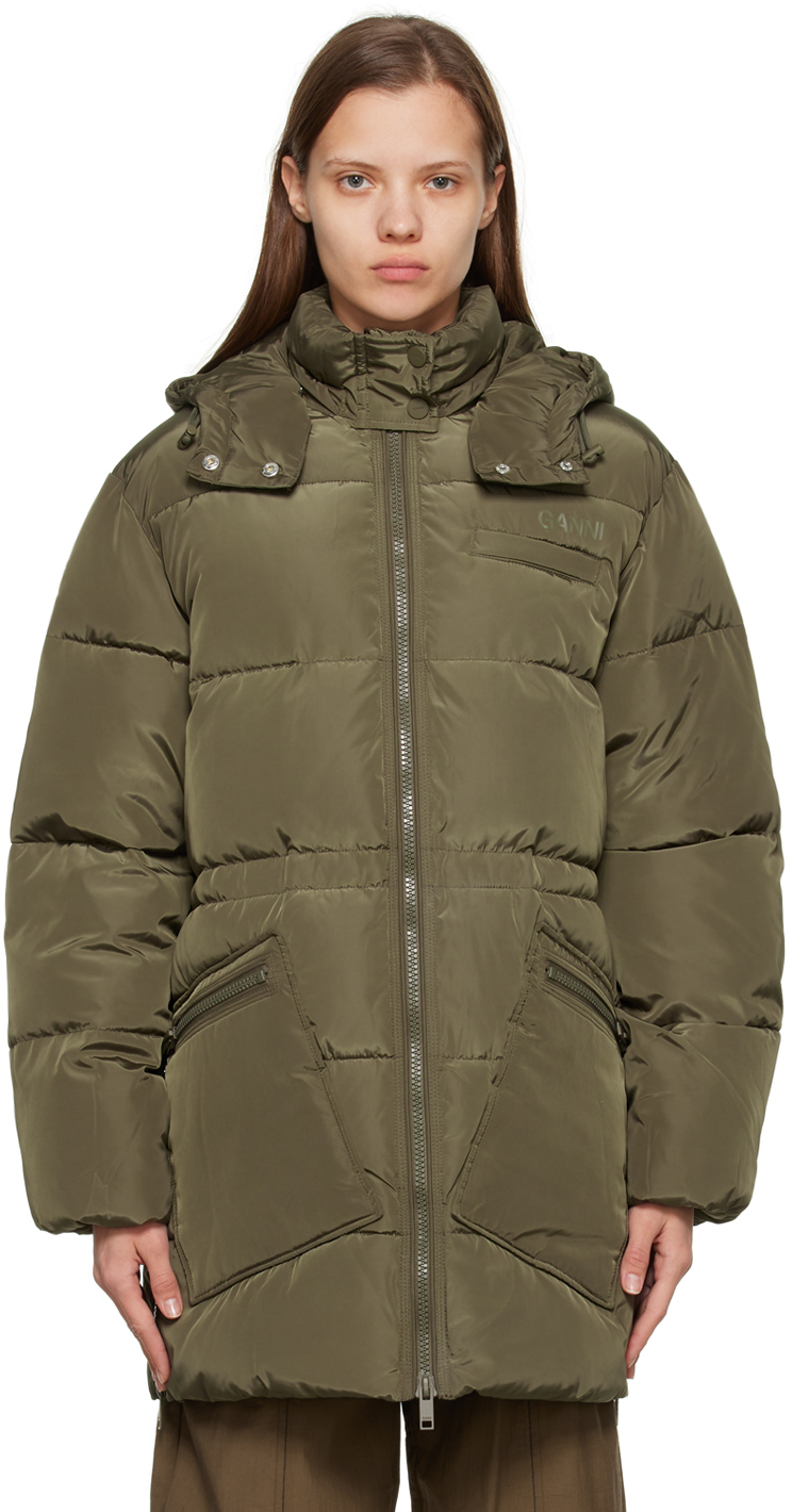 Khaki Oversized Puffer Jacket