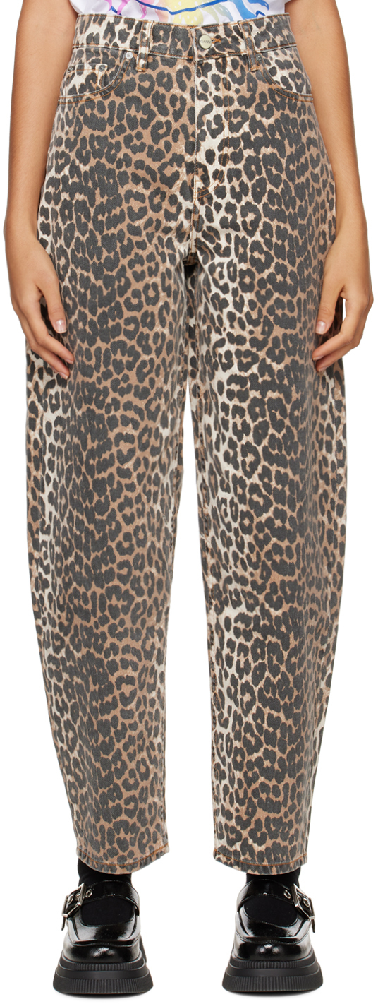 GANNI Brown Leopard Jeans