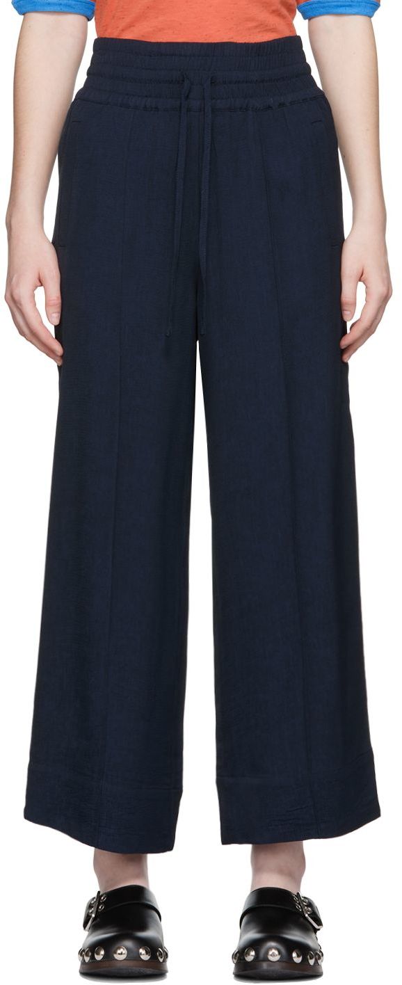 GANNI Navy Cropped Trousers