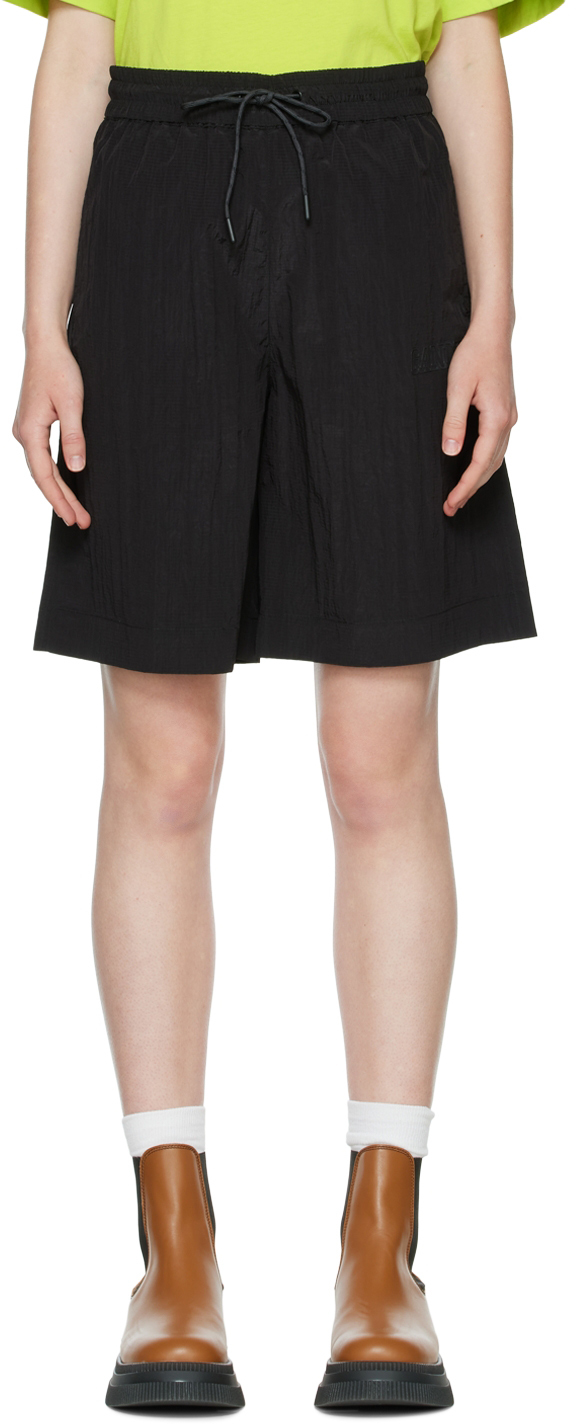 GANNI Black Recycled Nylon Shorts