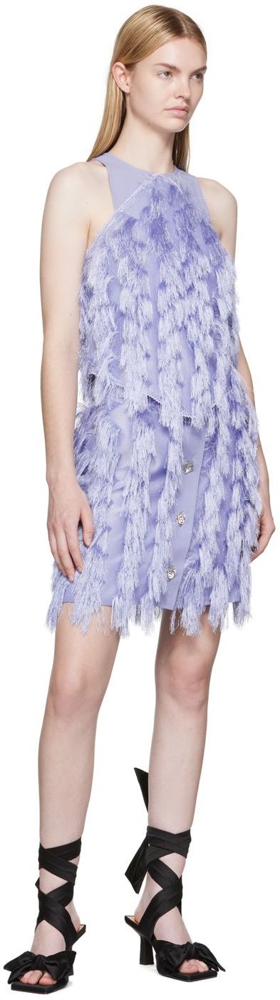 Ganni Purple Fringe Miniskirt In 544 Persian Violet