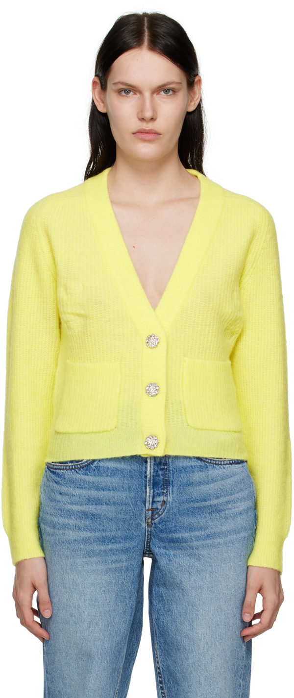 GANNI YELLOW BRUSHED CARDIGAN