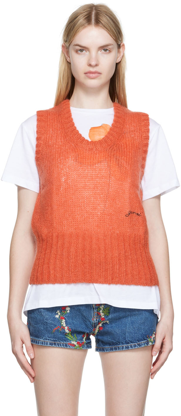 GANNI Orange Mohair Sweater