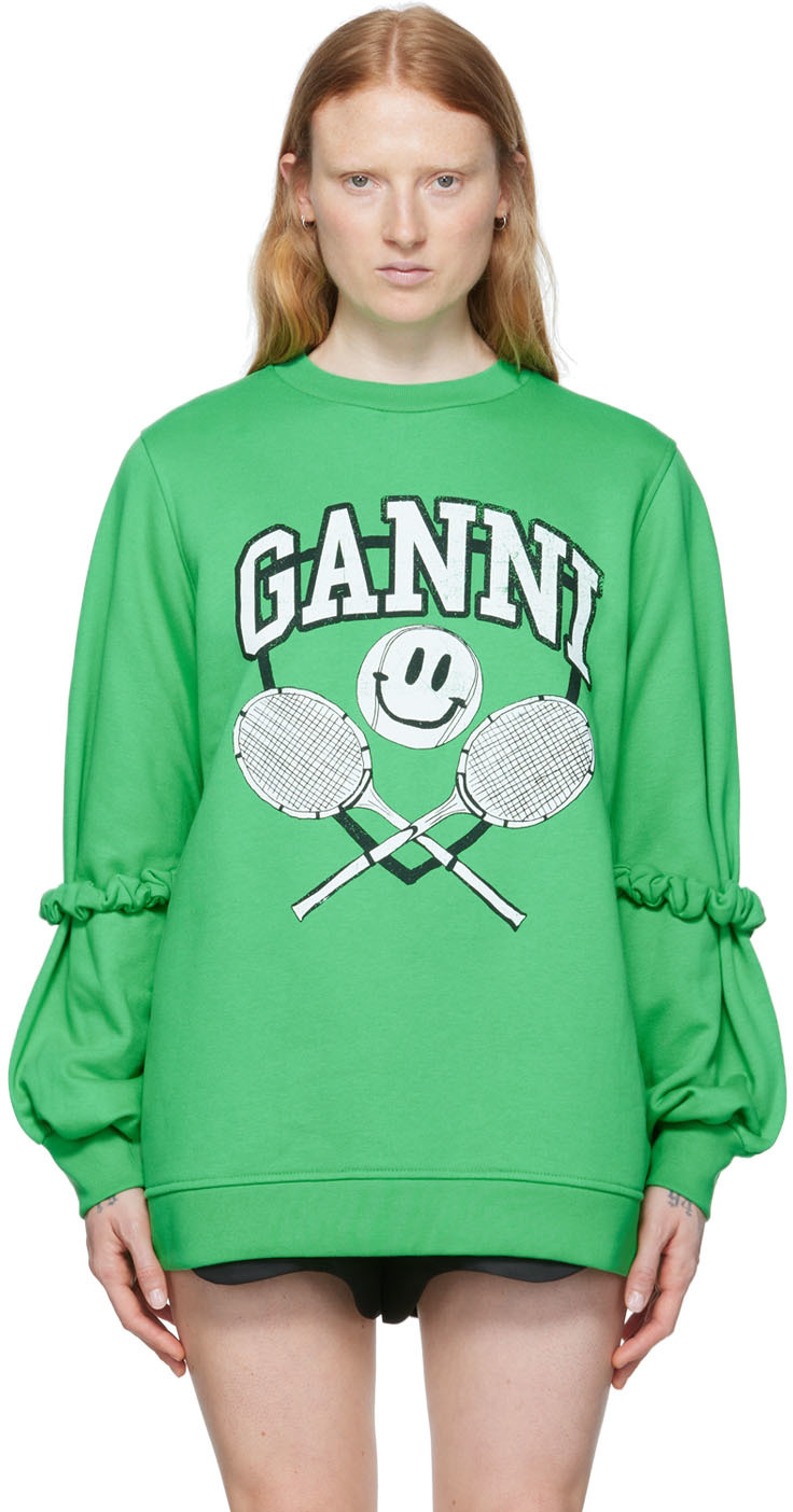 Ganni Ssense Exclusive Green Sweatshirt In Kelly Green